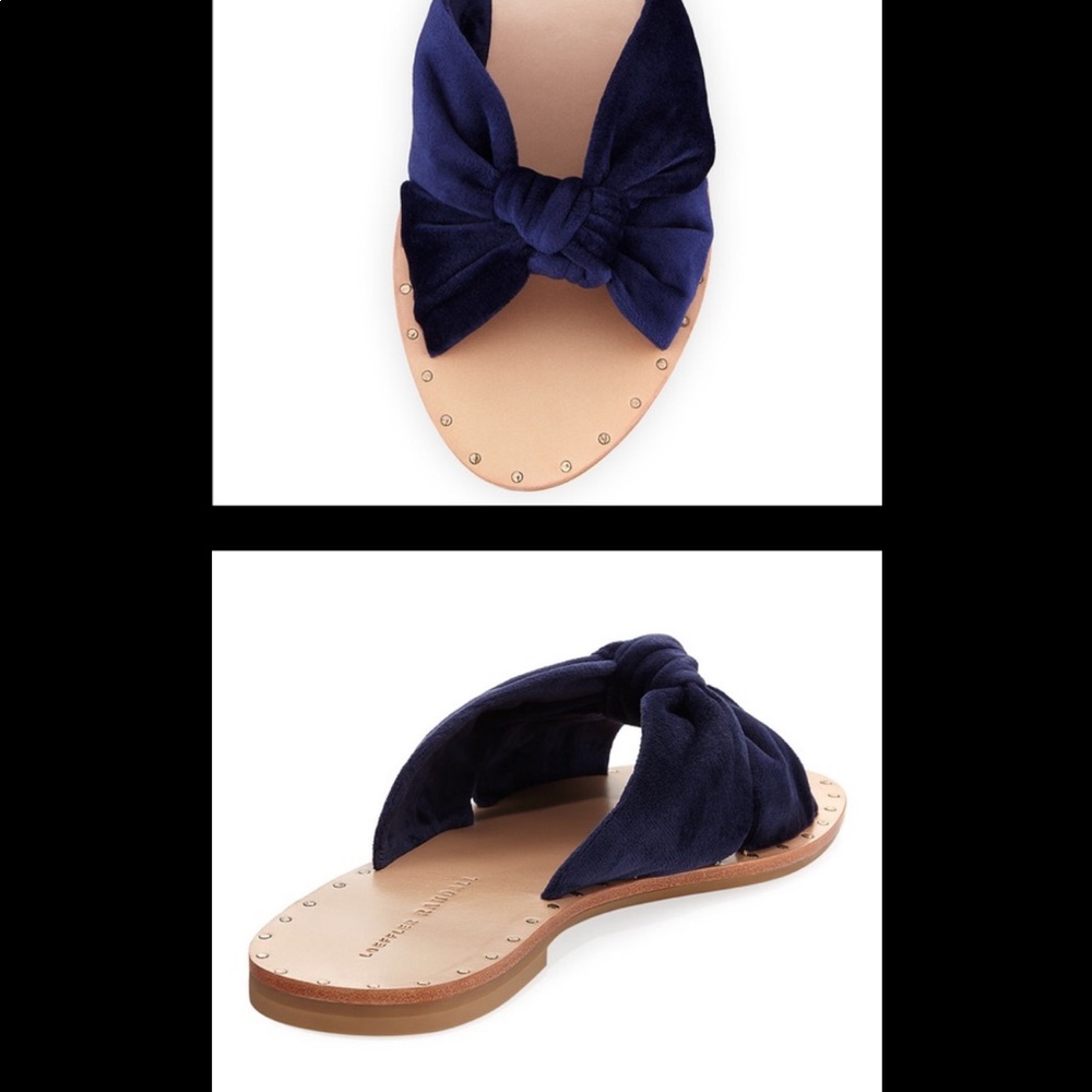 Loeffler Randall Lucia Knotted Velvet Slide Navy